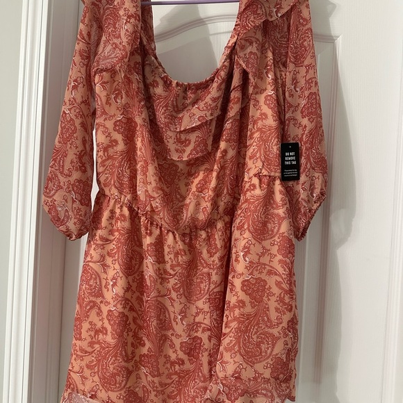 Express Tops - Express Pink Ruffled 3/4 Sleeve Romper Size XL